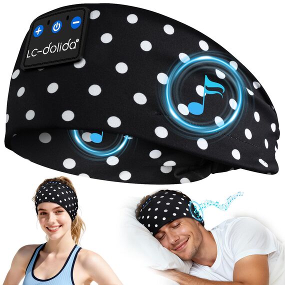LC-dolida Schlafkopfhörer Bluetooth Stirnband Kopfhörer, Schlafkopfhörer Seitenschläfer Schlaf zum Kopfhörer 15+Std Playtime Schlafstirnband mit HiFi-Stereo für Sport Training,Joggen,Yoga,Reisen