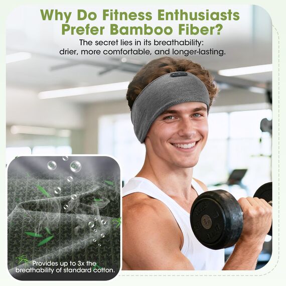 LC-dolida Schlafkopfhörer Bluetooth Kopfhörer Stirnband,Ultraweiche Bettkopfhörer Schlaf Stirnband aus Bambusfaser mit Lautsprechern,Leichtes Schlafmusik Kopfband für Reisen/Meditation/Yoga/Hörbücher