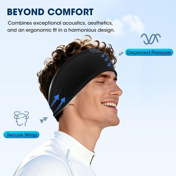 LC-dolida Schlafkopfhörer Bluetooth Stirnband Kopfhörer, Schlafkopfhörer Seitenschläfer Schlaf zum Kopfhörer 15+Std Playtime Schlafstirnband mit HiFi-Stereo für Sport Training,Joggen,Yoga,Reisen