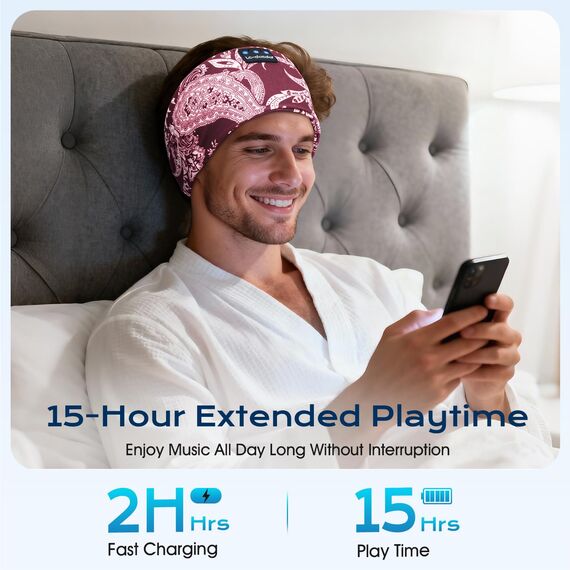 LC-dolida Schlafkopfhörer Bluetooth Kopfhörer Stirnband Seitenschläfer, Sleep Headphones 15+Std Playtime Schlafstirnband mit HiFi-Stereo für Sport Training,Joggen,Yoga,Reisen