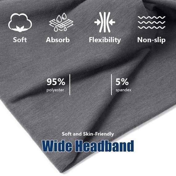 Flintronic 4 PCS Sports Damen Stirnband, Baumwollstretch Schweißband Mischfarben, Wicking Stretchy Stirnband für Frauen Sport/Yoga/Laufen/Fitness