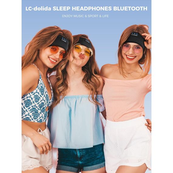 LC-dolida Schlafkopfhörer Bluetooth 5.4, Schlaf Stirnband Kopfhörer Headband Schlafmaske, Sportskopfhörer Musik schlafen Stirnband für Sport Training, Joggen, Yoga, Reisen