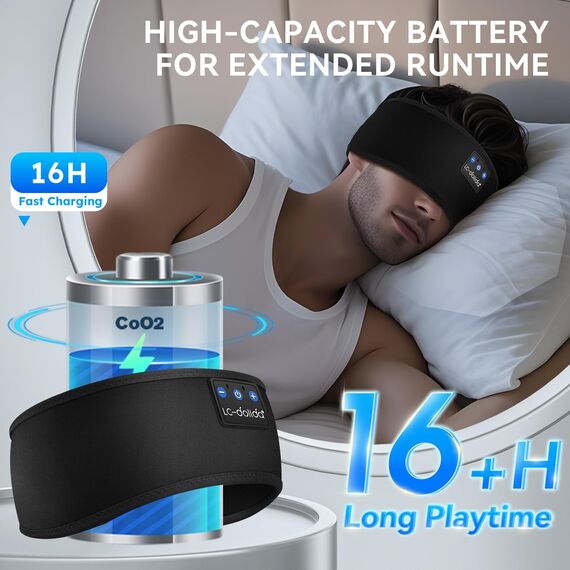 LC-dolida Schlafkopfhörer Bluetooth Stirnband Kopfhörer, Schlafkopfhörer Seitenschläfer Schlaf zum Kopfhörer 15+Std Playtime Schlafstirnband mit HiFi-Stereo für Sport Training,Joggen,Yoga,Reisen