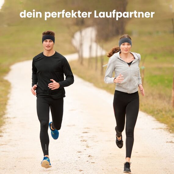 Winter Sport Stirnband für Damen und Herren- Ohrenschützer Ohrenwärmer Elastisch Haarband Warm Headband für Jogging Laufen Wandern Fahrrad - 2er Schwarz