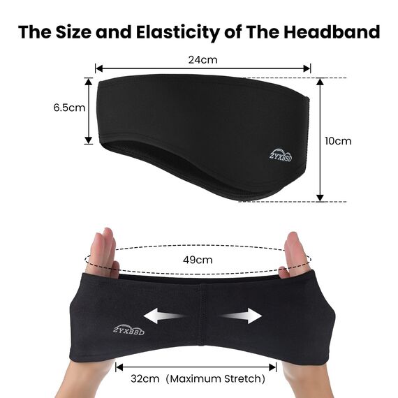 Sport Stirnband Ohrenwärmer für Damen und Herren-Frühling/Herbst/Winter Fleece Ohrenschützer Stirnbänder Windstopper für Joggen Laufen Wandern Fahrrad und Skiing, Runter Helm (Schwarz + Kaffee)