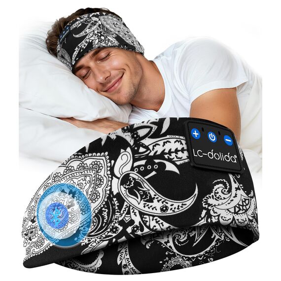 LC-dolida Schlafkopfhörer Bluetooth Stirnband Kopfhörer, Schlafkopfhörer Seitenschläfer Schlaf zum Kopfhörer 15+Std Playtime Schlafstirnband mit HiFi-Stereo für Sport Training,Joggen,Yoga,Reisen