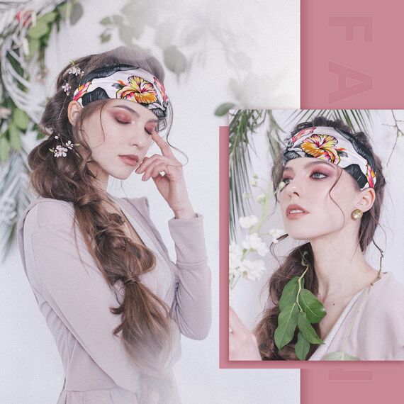 flintronic Stirnbänder Damen, 4 Stück Haarband Elastisches breites Kopfband für Frauen Yoga Sport Fitness, Bohème-Stil, mit Leopardenmuster,Vintage-Print für Frauen und Mädchen