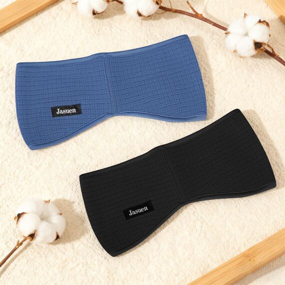 Sport Ohrenwärmer Stirnband für Damen und Herren - Winter Anti Rutsch Elastisch Ohrenschutz Kopfband für Joggen Laufen Wandern Radfahren und Skifahren - 2er Set (schwarz + blau)