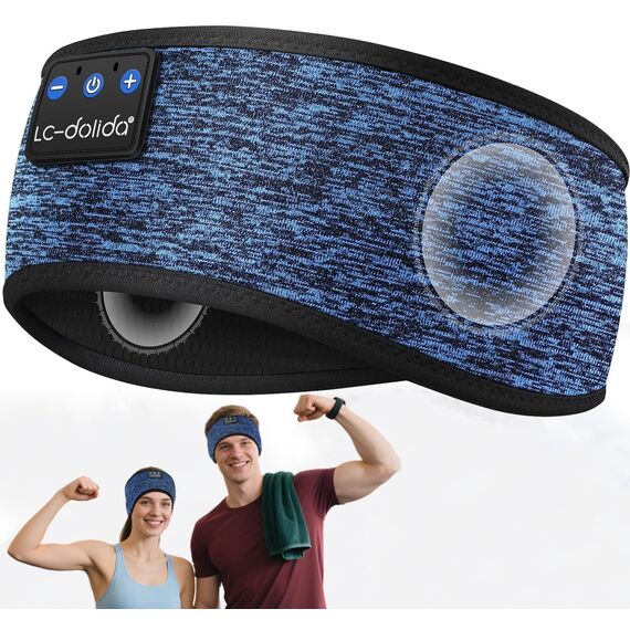 LC-dolida Schlafkopfhörer Bluetooth Stirnband Kopfhörer, Schlafkopfhörer Seitenschläfer Schlaf zum Kopfhörer 15+Std Playtime Schlafstirnband mit HiFi-Stereo für Sport Training,Joggen,Yoga,Reisen