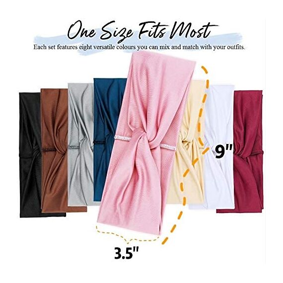 Haarbänder Damen Breite Stirnband Sommer Elastische Weiche Haarband Gestrickt Design, Yoga Sport Workout Haarband Mehrfarbig Stirnbänder 8PCS