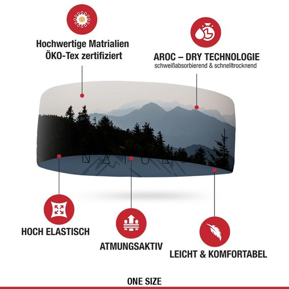 Atmungsaktives Sport Stirnband Damen & Herren - schnelltrocknendes Kopfband zum Wenden - leichtes & elastisches Haarband, winddichtes Schweißband Stirn (blaugrau)