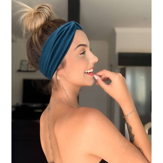 Haarbänder Damen Breite Stirnband Sommer Elastische Weiche Haarband Gestrickt Design, Yoga Sport Workout Haarband Mehrfarbig Stirnbänder 8PCS