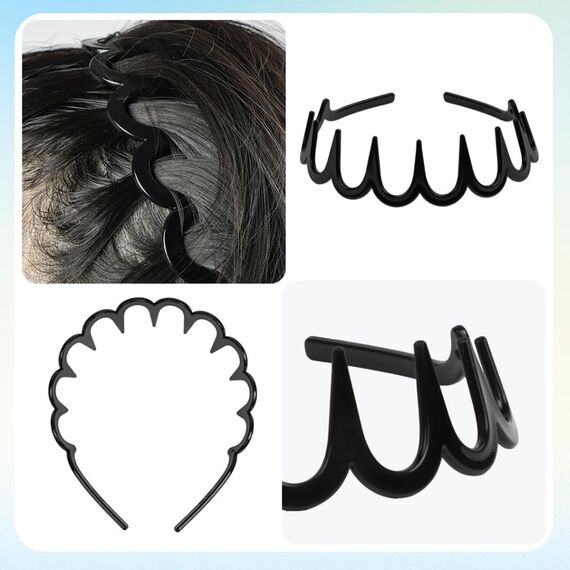 LOPHE Zickzack Haarreif, 4 Stück Haarreif mit Haifischzähnen, Kunststoff Stirnband Zahnhaarkamm Stirnbänder für Sport Fitness Tägliches, Damen und Männer