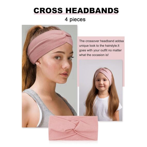 Blooms Stirnband Kinder Mädchen - 4 Stück Fleece Warmes Stirnband Damen Dünn - Elastische Weich Stirnbänder - Haarband Frühling Herbst Winter Antirutsch Sport Headbands