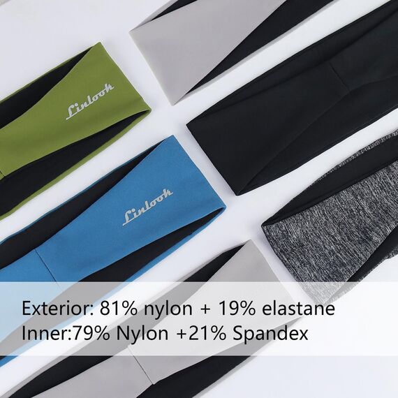 Sport Stirnbänder für Damen und Herren, Antibakterielles Schweißband Stirn, Elastisch rutschfest Haarband für Joggen,Laufen, Fitness, Yoga, Radfahren, Basketball (Schwarz + Grau + Armeegrün)