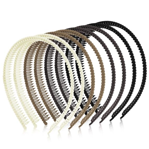 LOPHE Wellen Gezackte Haarreif, 8 Stück Haifischzahn Haarkamm Haarband für Kinder Damen Männer, Gewellte Kunststoff Haarband Rutschfestes Haarreif mit Mehrere Stile