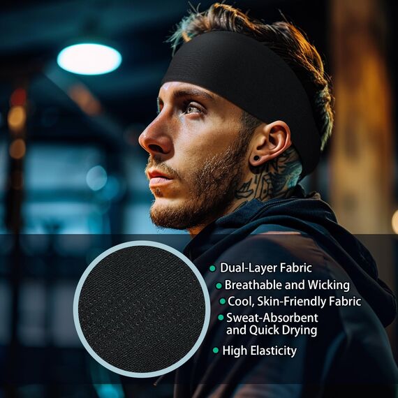 Sport Stirnband für Herren und Damen - rutschfest Schweißband Stirn für Workout Fitness Joggen Laufen Radfahren Wandern und Basketball- Elastisch Comfy Sport Haarband