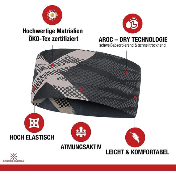 3er Set atmungsaktives Sport Stirnband Damen & Herren - schnelltrocknendes Kopfband zum Wenden - elastisches Haarband, Schweißband Stirn (neon, grau, rosa)