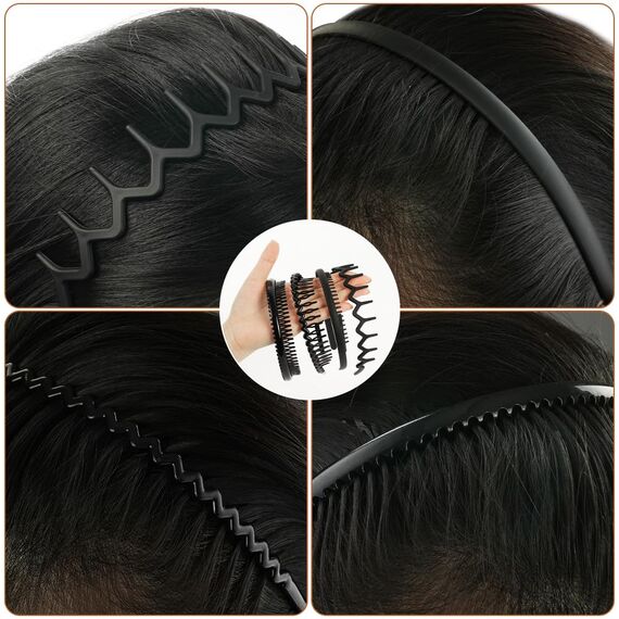 LOPHE Wellen Gezackte Haarreif, 4 Stück Haifischzahn Haarkamm Haarband für Kinder Damen Männer, Gewellte Kunststoff Haarband Rutschfestes Haarreif mit Mehrere Stile