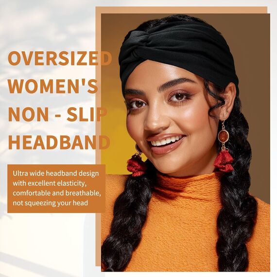 Kavya Haarband Stirnband Damen Extra Breit Haarbänder 4 Pcs 7'' Headband Elastische Haarreifen Yoga Sport Haarschmuck Damen