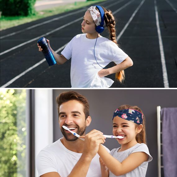 BOOMTOP 3pcs Stirnband Kinder Mädchen Dünn Haarband Pferde Mädchen Geschenk Elastisches Kopfband mit Knoten Pferdemuster Breite Haarreif Haarschmuck Kopfschmuck für Schule Sport Freizeit