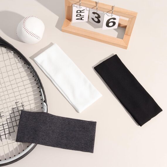 BELEVO Stirnband Damen Sport Haarband Damen Baumwolle 3 Stück Haarbänder Elastisch Headband Sommer Schweiß Weich Antirutsch Hairband Mode-Accessoires für Kosmetik Workout Yoga Laufen Fitness Gym