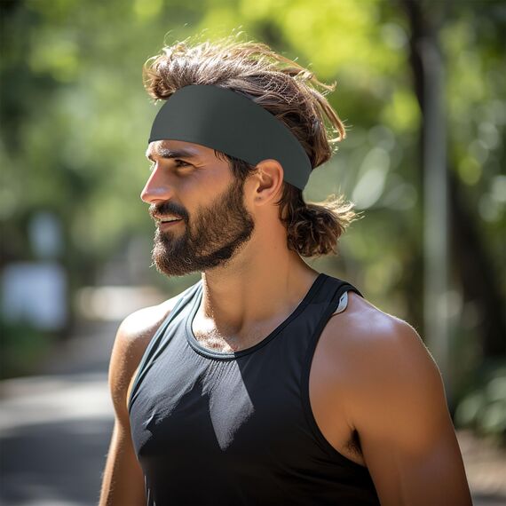 Sport Stirnbänder für Damen und Herren, Antibakterielles Schweißband Stirn, Elastisch Rutschfest Haarband für Joggen,Laufen, Fitness, Yoga, Radfahren, Basketball (Schwarz 3er)