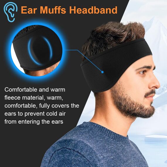 Flintronic Sport Stirnband für Damen und Herren, 2 Stück Ohrenwärmer Stirnbänder, Ohrenschützer Stirnbänder, Stirnband Herren Winter für Joggen, Laufen, Wandern, Fahrrad und Motorrad Fahren