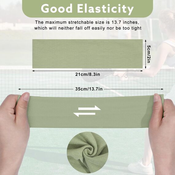 4 Stück Haarband Damen, Elastisches Stirnband Sport rutschfeste Haarbänder Schweißband Stirn für Yoga Fitness Joggen Workout (Grün,Hautfarbig,Grau,Schwarz)