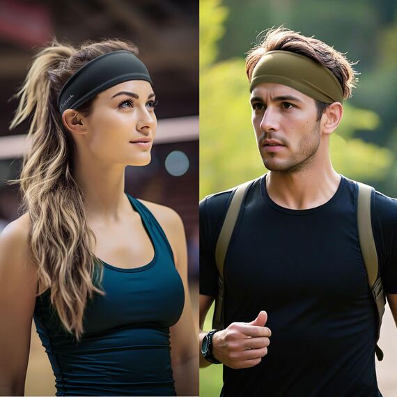 Sport Stirnbänder für Damen und Herren, Antibakterielles Schweißband Stirn, Elastisch Rutschfest Haarband für Joggen,Laufen, Fitness, Yoga, Radfahren, Basketball (Schwarz 3er)