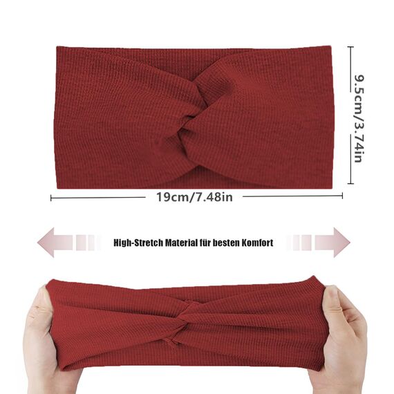 Norhogo 4 Stück Sommer Elastische Stirnbänder, stirnband damen, Haarreif Elastisch Breites Stirnband Baumwollkreuz Stirnband Knoten Sport Headwrap Headband Yoga Haarschmuck für Damen Mädchen, Stil-b