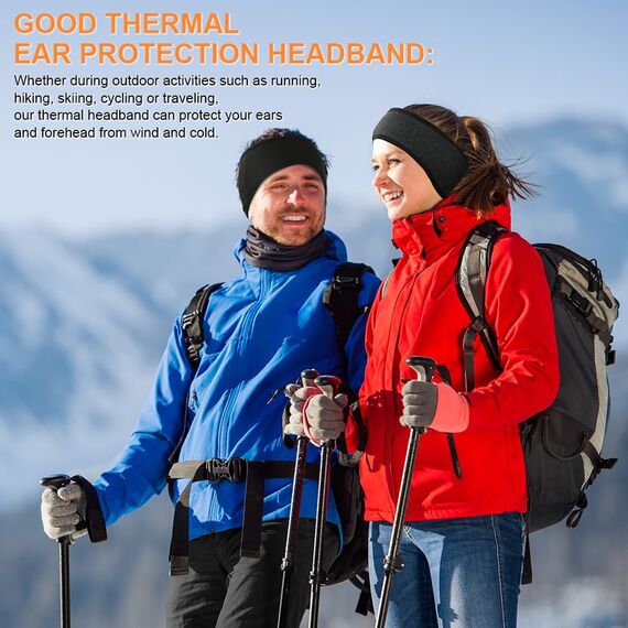 Flintronic Sport Stirnband für Damen und Herren, 2 Stück Ohrenwärmer Stirnbänder, Ohrenschützer Stirnbänder, Stirnband Herren Winter für Joggen, Laufen, Wandern, Fahrrad und Motorrad Fahren