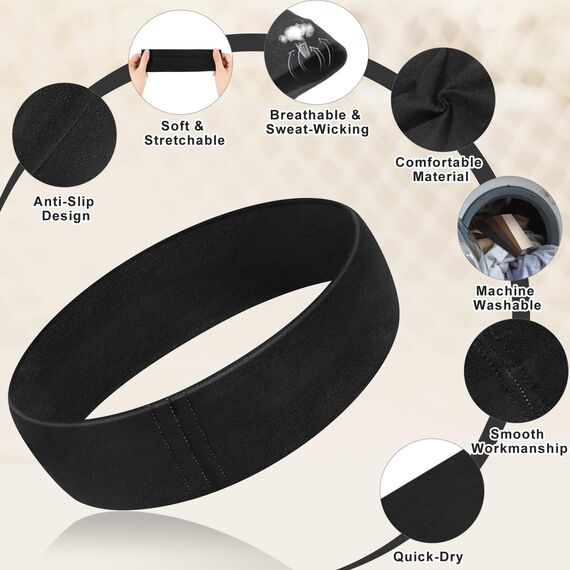 4 Stück Haarband Damen, Elastisches Sport Stirnband rutschfeste Stirnband Damen für Yoga Fitness Joggen Workout (Schwarz,Kaffeebraun,Hautfarbig,Graphitfarbig)