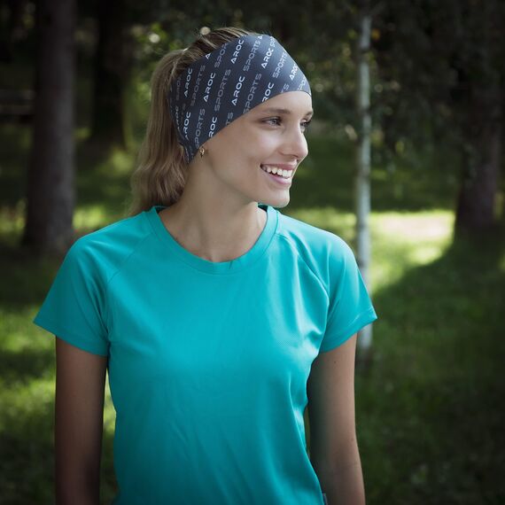 Atmungsaktives Sport Stirnband Damen & Herren - schnelltrocknendes Kopfband zum Wenden - leichtes & elastisches Haarband, winddichtes Schweißband Stirn (blaugrau)