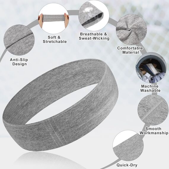 4 Stück Haarband für Damen und Herren, Elastische Rutschfeste Stirnband Sport Unisex Haarbänder für Yoga Fitness Joggen Workout