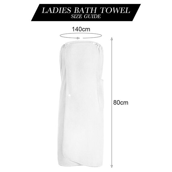 Aomig Saunakilt Damen Sauna Zubehör Saunahandtuch 80*140Cm mit Knopffrottee Saunarock Elastische Taschen Saunakleid Damen Grösse Anpassen Saunatuch Hamamtuch Saunakilt Tragbar Badetuch Frauen (Weiß)