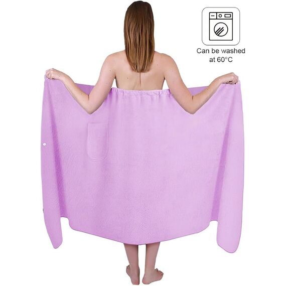 Aomig Damen-Bademantel, schnell trocknend, Mikrofaser, mit verstellbarem Druckknopfverschluss, 80 x 140 cm, Damen-Hellviolett, 80 x 140 cm, Einheitsgröße
