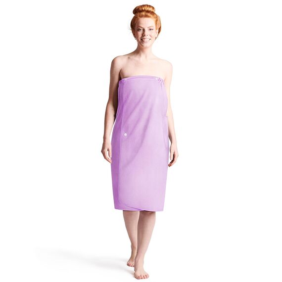 Aomig Damen-Bademantel, schnell trocknend, Mikrofaser, mit verstellbarem Druckknopfverschluss, 80 x 140 cm, Damen-Hellviolett, 80 x 140 cm, Einheitsgröße