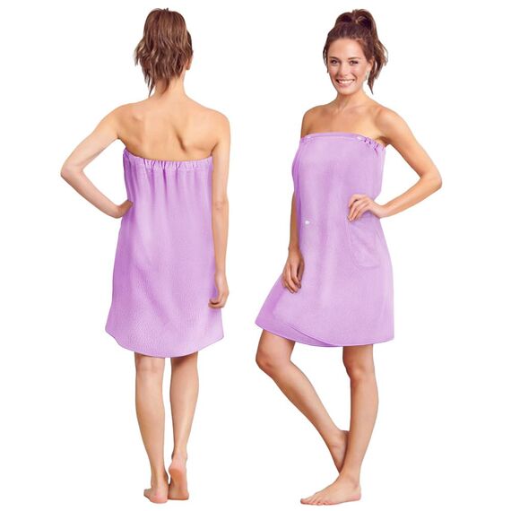 Aomig Damen-Bademantel, schnell trocknend, Mikrofaser, mit verstellbarem Druckknopfverschluss, 80 x 140 cm, Damen-Hellviolett, 80 x 140 cm, Einheitsgröße