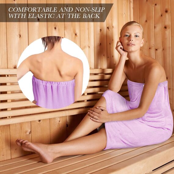 Aomig Damen-Bademantel, schnell trocknend, Mikrofaser, mit verstellbarem Druckknopfverschluss, 80 x 140 cm, Damen-Hellviolett, 80 x 140 cm, Einheitsgröße