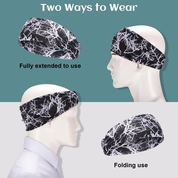 4 Stück Stirnband Herren, Elastisch Breites Haarband Sport Männer Atmungsaktiv Schweißband Stirn rutschfest für Fitness Joggen Laufen Radfahren Basketball (Tarnfarbe Tone)