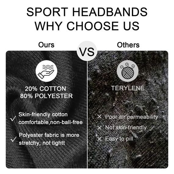 Blooms Haarband Damen Dünn Stirnband Sommer Baumwolle Haarbänder Unifarben Elastisch Headband Antirutsch Headbands Yoga Fitness Arbeit (Schwarz Weiß Grau)