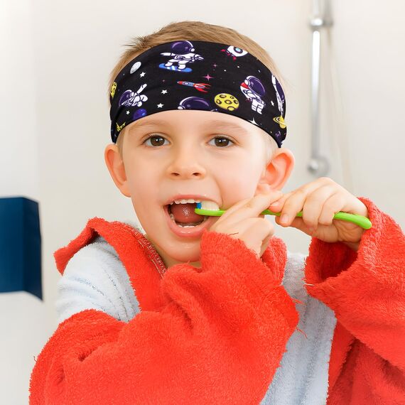 BETESSIN 3 Stück Haarband Jungs Weltall Kinder Stirnband Jungen Sport Haarbänder Elastisches Kopfband Astronaut Breite Sportstirnband Headband für Schule Sport Freizeit in 3 Stilen