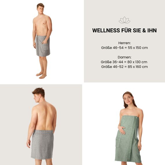 Schiesser Saunakilt Rom Herren - 46-54 - Hellgrau