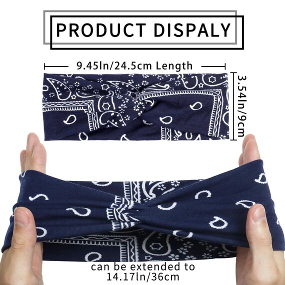 Haarbänder Damen Breite Elastische Weiche 6 Pcs Sommer Boho Stirnband Print Haarschmuck Yoga Sport Haarband Mehrfarbig Dünn Stirnbänder