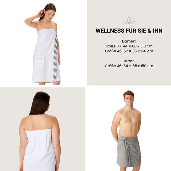 Schiesser Saunakilt Rom Damen - Plus Size - 46-52 - Weiß