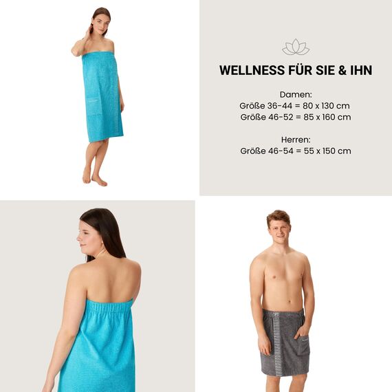 Schiesser Saunakilt Rom Damen - Plus Size - 46-52 - Türkis