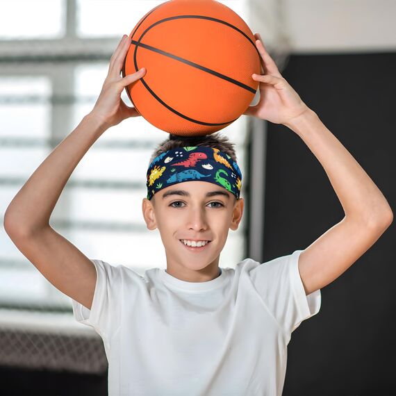 BETESSIN 3 Stück Haarband Jungs Dinosaurier Kinder Stirnband Jungen Sport Haarbänder Elastisches Kopfband Mädchen Breite Sportstirnband Headband für Schule Sport Freizeit in 3 Stilen