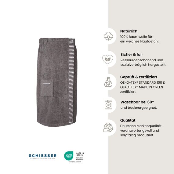 Schiesser Saunakilt Rom Damen - Plus Size - 46-52 - Dunkelgrau