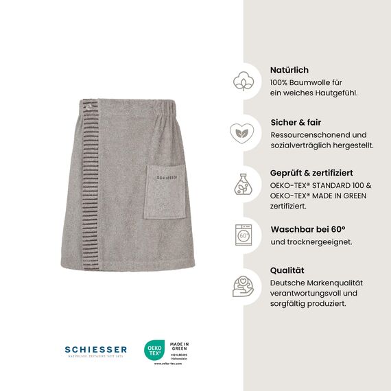 Schiesser Saunakilt Rom Herren - 46-54 - Hellgrau